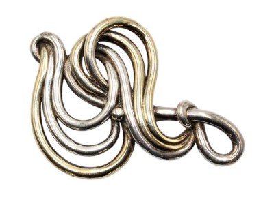 Auktion 358<br>925er Silber-Brosche, teilw. vergoldet, 12,9gr., 7 x 5cm [1]