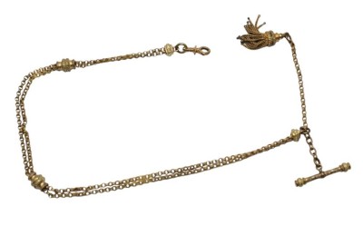 Auktion 358<br>lange Uhrenkette, 19. Jhd., wohl Doublé, ca. L-34,5cm [1]