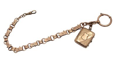 Auktion 358<br>Uhrenkette mit kl. Medaillon, Doublé, um 1900, ca. L-23cm [1]