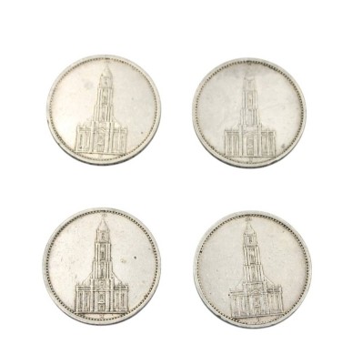 Auktion 358<br>4x 5 Reichsmark, Garnisonkirche Postdam, 1934/35, 55,5gr., ca. D-3cm [1]