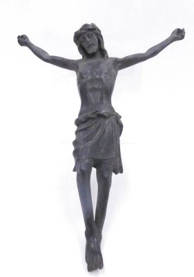 Auktion 358<br>gr. Metall -Christus Torso ohne Holz-Kruzifix, H-38 cm, B-29cm,wohl Ende  19.Jhd., Germany gemarkt [1]