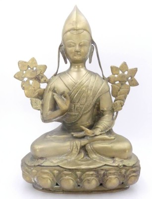 Auktion 358<br>grosser Bronze Buddha, wohl Tibet, älter, H-40,5 cm, B-30 cm [1]
