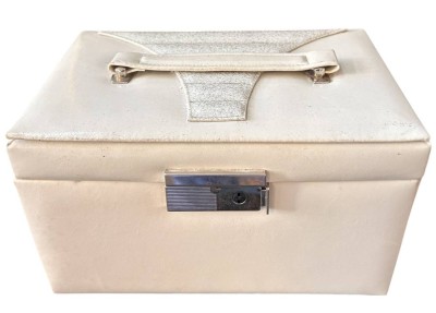 Auktion 358<br>kl. beiger Schmuckkoffer, innen Spiegel, H-14 cm, 24x16 cm [1]