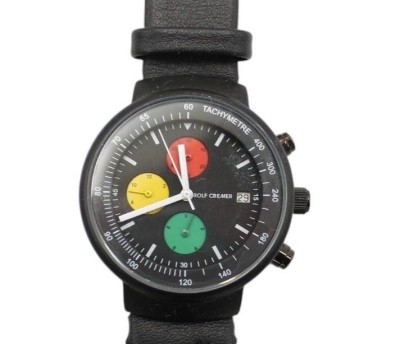 Auktion 358<br>Herren-Armbanduhr, Rolf Craemer, Quarzwerk läuft. D-3,8cm [1]