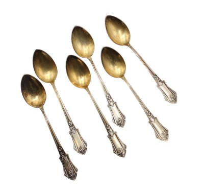 Auktion 358<br>6x Mokkalöffel, Jugendstil, Silber 800, 54,3gr., L-11cm [1]