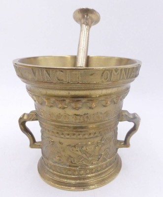 Auktion 358<br>Mörser mit Pistell, Bronze, 20.Jhd., H-11 cm [1]