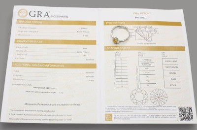 Auktion 358<br>925er Silber-Ring mit Moissanite, Mittelstein mit Zertifikat, offene Schiene [1]