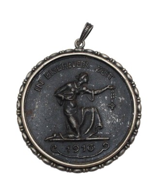 Auktion 358<br>gefasste Medaille, Gold gab ich für Eisen...., ca. D-4,3cm [1]