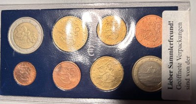 Auktion 358<br>Euro Kursmünzensatz,  1996-2002, orig. verschlossen [1]