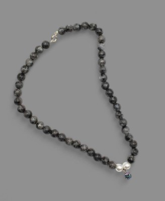 Auktion 358<br>Amazonit-Halskette mit kl. Moissanite Anhänger dieser ca. 1ct, ca. L-40cm, Zertifikat anbei [1]