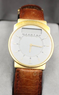 Auktion 358<br>Herrenarmbanduhr, Junghans Mega, Werk nicht geprüft, Box und Anleitung anbei, ca. D-3,5cm [1]