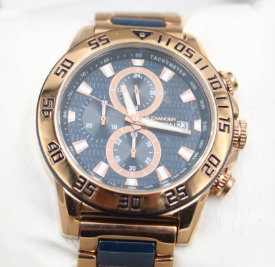 Auktion 358<br>Herren-Armbanduhr, Alexander Milton, Quarzwerk nicht geprüft, Box und Anleitung anbei, D-4,5cm [1]