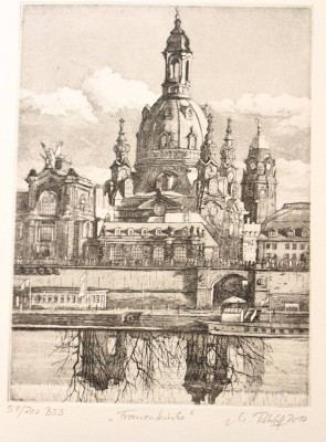 Auktion 358<br>M.Rehloff, Frauenkirche, Radierung, dat. 2017, 57/200, ungerahmt. BG 32,5 x 23cm [1]