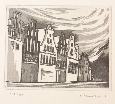 Auktion 358<br>Rudolf KOCH (1902-1985) , Häuser, Radierung, Nr. 31/50, ungerahmt, BG 25,5 x 19cm [1]