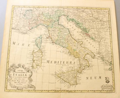 Auktion 358<br>Kartenstich, Italien,. N.F.SAuerbrey Sculpsit Berolin, Mittig Falz, ungerahmt, BG 37 x 41cm [1]