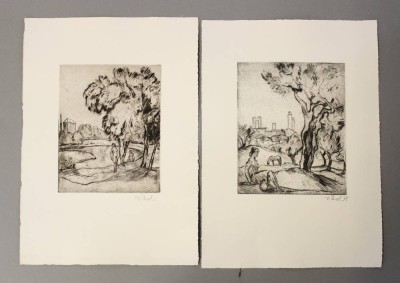 Auktion 358<br>2x Rudolf KOCH (1902-1985), Parkansichten, Radierungen, 1x datiert 1978, je ungerahmt, BG 38 x 27,5cm [1]