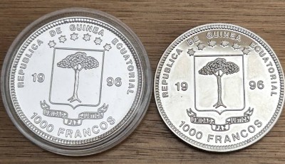 Auktion 358<br>2x Äquatorial Guinea equatorial 1000 Francs 1996 Spannörter UNC UNZ, 1x boxed [1]