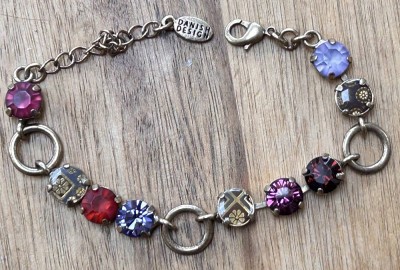 Auktion 358<br>Vintage Pilgrim Armband mit Farbsteinen, Danish Design, Doublè, L-max. 21 cm [1]