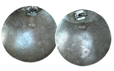 Auktion 358<br>Paar Ohrstecker, Silber-925- mit vergoldeten Oval, ca. 3x3 cm, 8,4 gr [1]