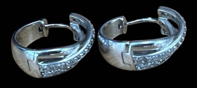 Auktion 358<br>Paar Silber-Creolen mit klaren Steinen-925- 
