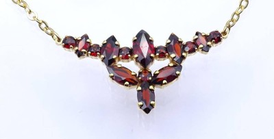 Auktion 359<br>Granat Collier,Normgold, sog.Viertelgold 250/000,ca.L- 39cm, 4,9gr. [1]