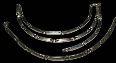Auktion 359<br>Silber-Glieder Halskette und passendes Armband-925-, zus. 65,5 gramm, L-42 und 19 cm, [1]