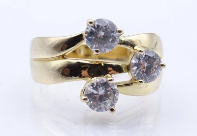 Auktion 359<br>Ring, 925er-Silber, vergoldet, klare fac. Steine, 4,17 gr., RG 53/54 [1]