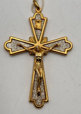Auktion 359<br>gr. Messing Brustkreuz, vergoldet, 