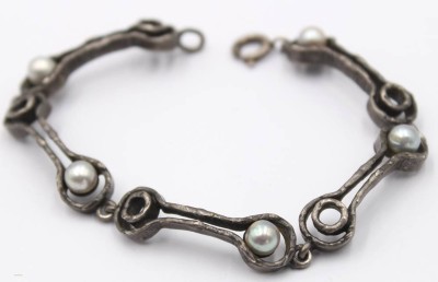 Auktion 359<br>925er Silber-Armband mit Perlenbesatz, 20gr., L-19cm [1]