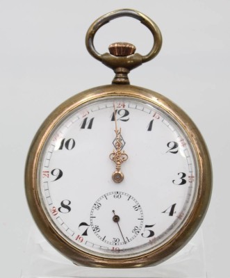 Auktion 359<br>Herrentaschenuhr um 1920, Kronenaufzug, Werk läuft, ca. D-5cm, Altersspuren [1]