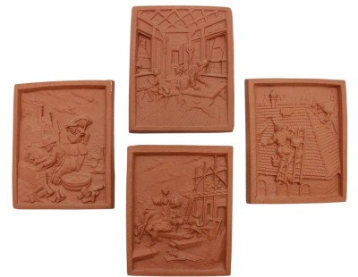 Auktion 359<br>4x kl. Relief-Wandbilder, div. Berufsstände, verso Müller -Dachziegel 2018, je ca. 12,5 x 10,5cm [1]