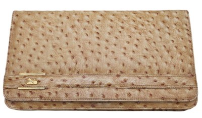 Auktion 359<br>Damenhandtasche, Straussenleder, wohl 60er Jahre, Tragespuren, 30,5 x 16,5cm [1]