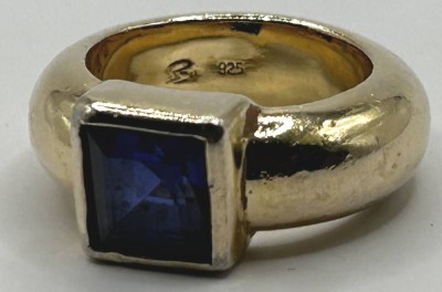 Auktion 359<br>massiver Silberring-925- mit blauen Stein, RG 53, 15,2 gr [1]