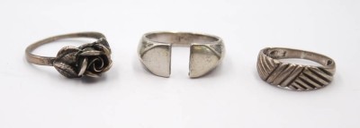 Auktion 359<br>3x div. Silber-Ringe, älter,  zus. 11,7gr., RG 51 > 59 [1]