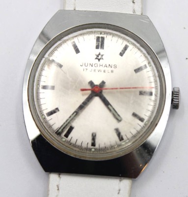 Auktion 359<br>Vintage-Herrenarmbanduhr, Junghans, Handaufzug, Werk läuft, getragene Erhaltung, D-ca. 3,5cm [1]