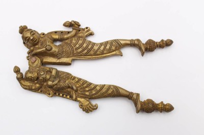 Auktion 359<br>gr. antiker Betelschneider, Indien, Bronze, Pärchen, L-17cm [1]