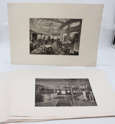 Auktion 359<br>14x div. Ansichten, Schiffsinterieur um 1900, je BG 36 x 49cm [1]