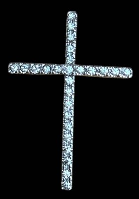 Auktion 359<br>Pierre Lang Brustkreuz, vergoldet und mit klaren Steinen,gebogene Form, 5,5x4 cm [1]