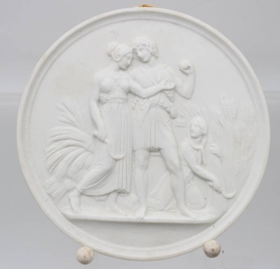 Auktion 359<br>runde Plakette, nach Bertil Thorwaldsen, wohl Bing & Gröndahl, D-14cm [1]