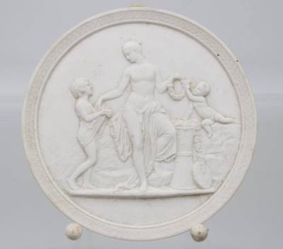 Auktion 359<br>runde Plakette, nach Bertil Thorwaldsen, wohl Royal Copenhagen, D-14cm [1]