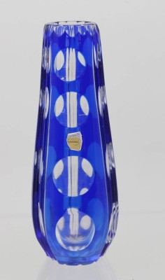 Auktion 359<br>blaue Überfang-Vase, H-20,2cm [1]