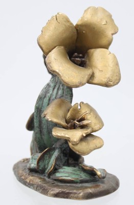 Auktion 359<br>signierte Bronze, Blumen, älter, H-12,7cm B-9,5cm [1]