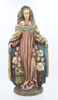 Auktion 359<br>Ravensburger Schutzmantelmadonna, Holz farbig gefasst, Oberammergau, H-43vm B-21cm [1]