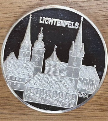 Auktion 359<br>Silbermedaille  Lichtenfels die deutsche Korbstadt Silber, D-3,5 cm, 14,9 gr, PP [1]