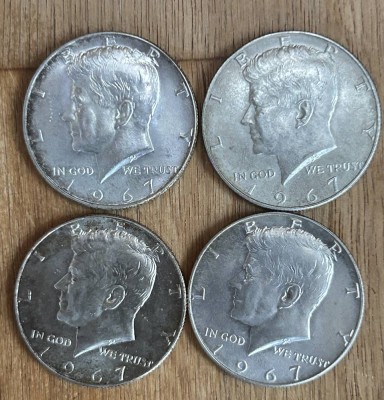 Auktion 359<br>4x Half Dollar, 1967, J.F. Kennedy [1]