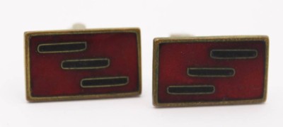 Auktion 359<br>SCHOLZ & LAMMEL - Paar Manschettenknöpfen, Emaille, gemarkt, ca. 1,5 x 2cm [1]