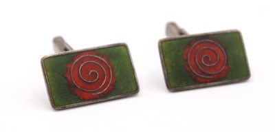 Auktion 359<br>SCHOLZ & LAMMEL - Paar Manschettenknöpfen, Emaille, gemarkt, ca. 1,5 x 2cm [1]