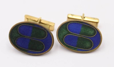 Auktion 359<br>SCHOLZ & LAMMEL - Paar Manschettenknöpfen, Emaille, gemarkt, ca. 2,5 x 1,8cm [1]