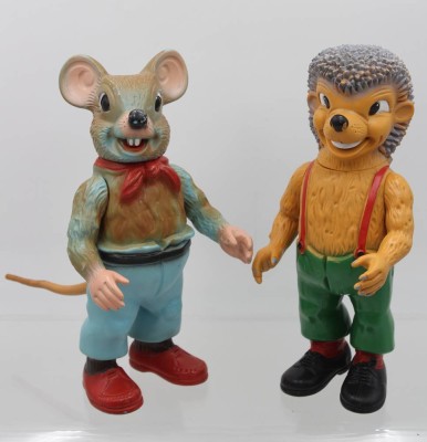 Auktion 359<br>2x Werbefiguren, Salamander AG, älter, Maus u. Igel, ca. H-27cm [1]