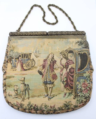 Auktion 359<br>gr. Gobelin-Handtasche, älter, ca. 22,5 x 23cm, Tragespuren [1]